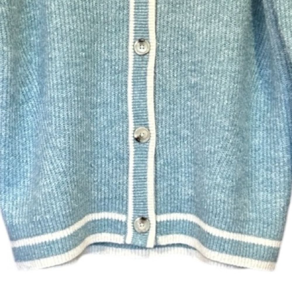 A New Day Light Blue Oversized Button-Up V-Neck Cardigan Sweater Varsity Small - Picture 8 of 10